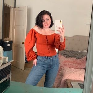 Orange Peasant Top